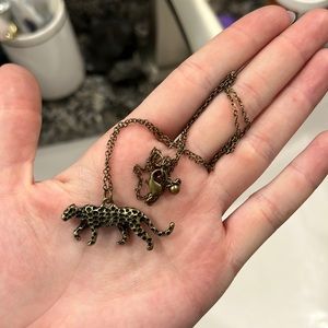 Cheetah / Leopard Gold and Black Cat Necklace Earthbound